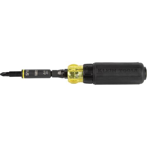 Ratcheting Impact Multi-Bit Screwdriver with Universal Handle, 11-in-1