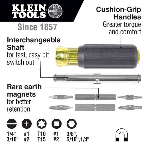 Multi Bit Screwdriver/Nut Driver, 11-in-1 Magnetic