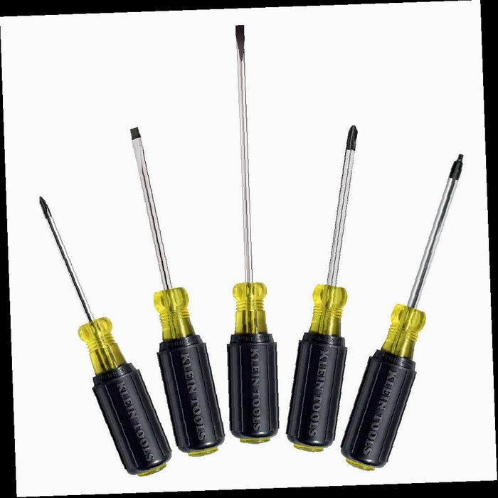 Screwdriver Set (5-Piece), Slotted, Phillips and Square
