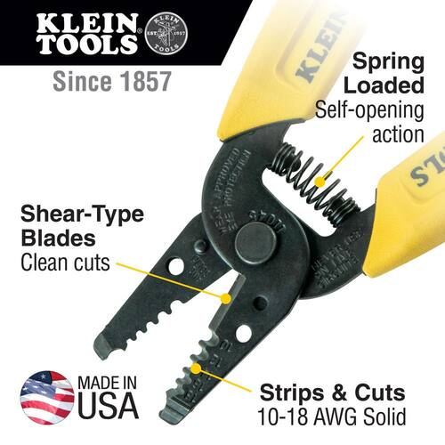 Electrical Wire Stripper/Cutter, 10-18 AWG Solid