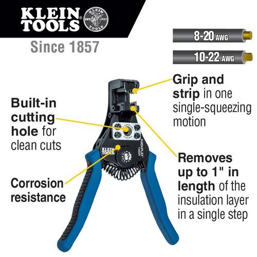 Wire Stripper and Cutter, 8-20 AWG Solid and 10-22 AWG Stranded Wire, Katapult