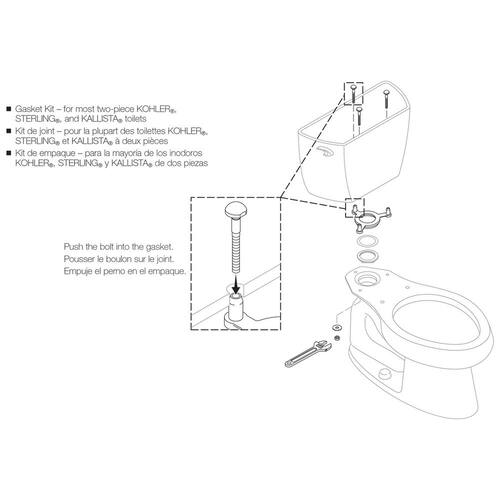 Toilet Tank Gasket with Bolts for Most 2-Piece Triangle Toilets