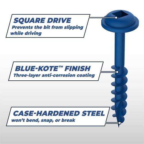 Wood Screw #8 x 1-1/4  in. Maxi-Loc Head Square Blue Kote (100-Pack)