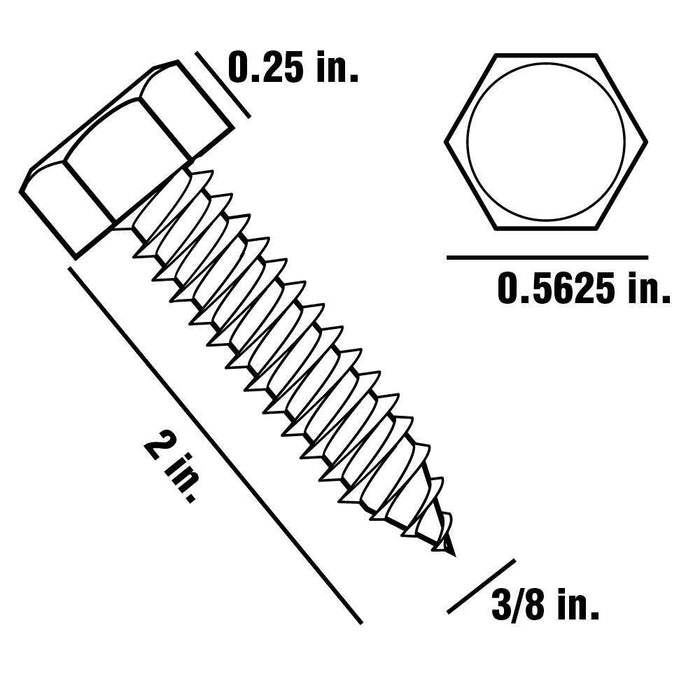 Lag Bolt 3/8 in. x 2 in. Hex Head Zinc Plated (25-Pack) 3