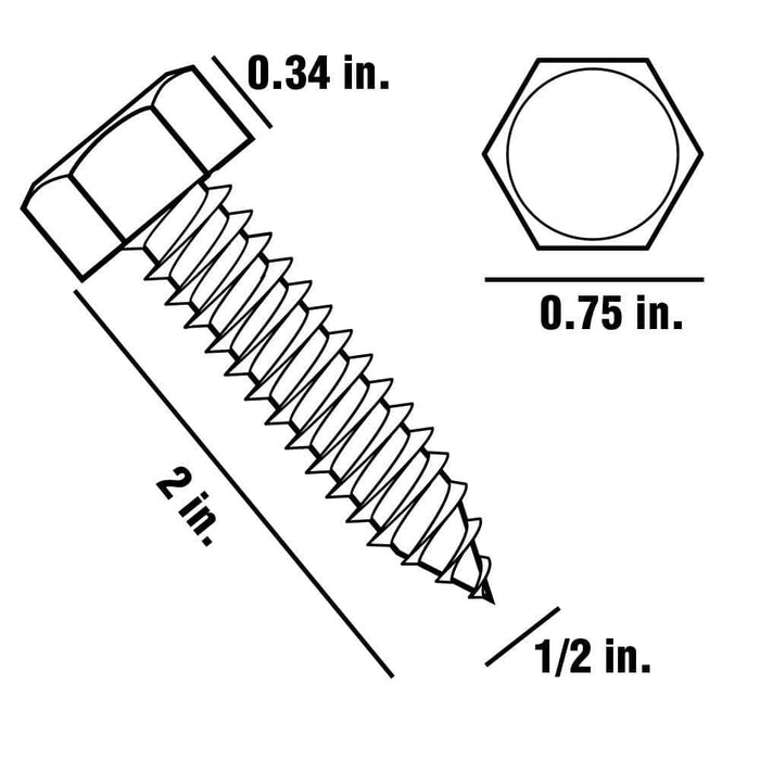 Lag Bolt 1/2 in. x 2 in. Hex Head Galvanized (25-Pack) 3