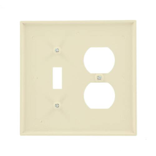 Wall Plate 2-Gang Midway 1-Toggle 1-Duplex Combination Nylon Light Almond.