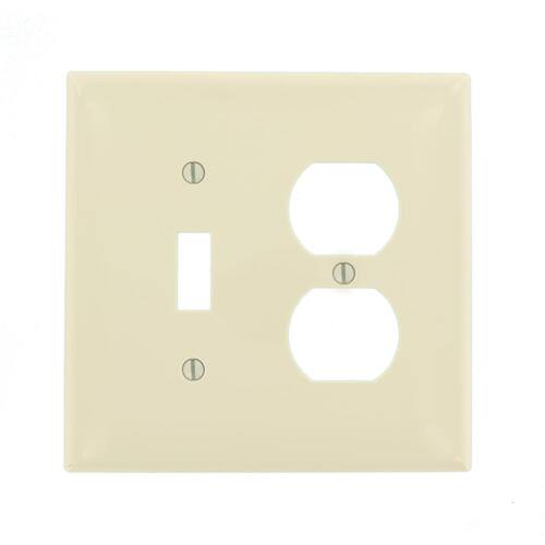 Wall Plate 2-Gang Midway 1-Toggle 1-Duplex Combination Nylon Light Almond.