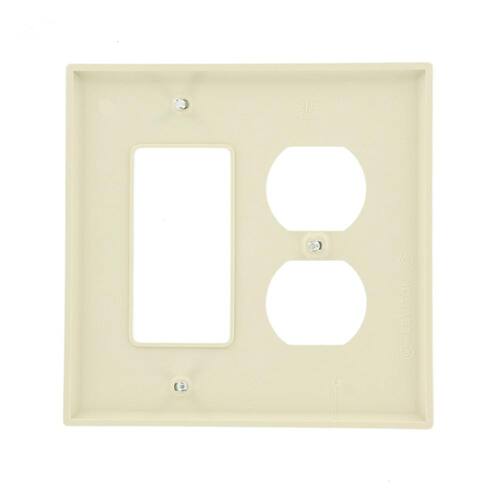 Wall Plate 2-Gang Midway 1-Duplex Outlet Combination Nylon Light Almond