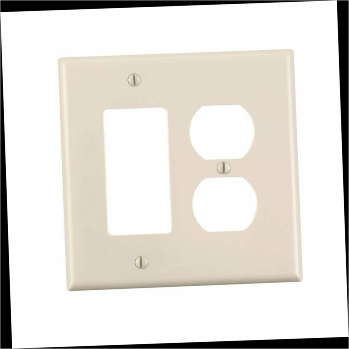 Wall Plate 2-Gang Midway 1-Duplex Outlet Combination Nylon Light Almond