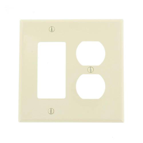 Wall Plate 2-Gang Midway 1-Duplex Outlet Combination Nylon Light Almond