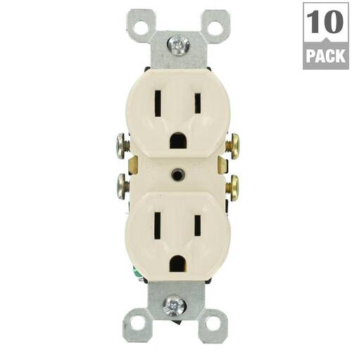 Grounding Duplex Outlet Residential Grade Light Almond 15 Amp (10-Pack)