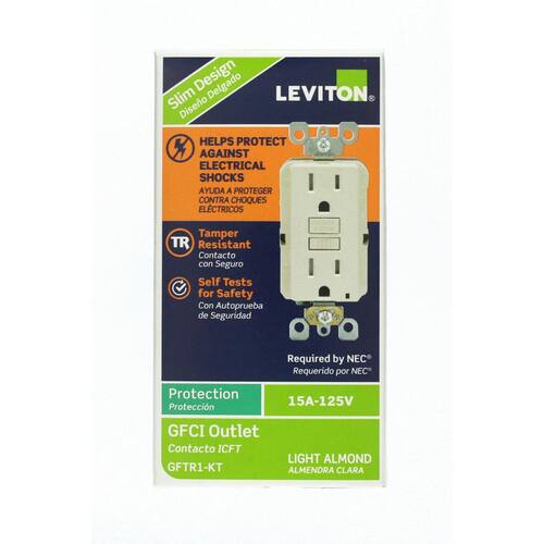 GFCI Outlet Tamper Resistant SmarTest Self-Test SmartlockPro Light Almond 15 Amp 125-Volt Duplex