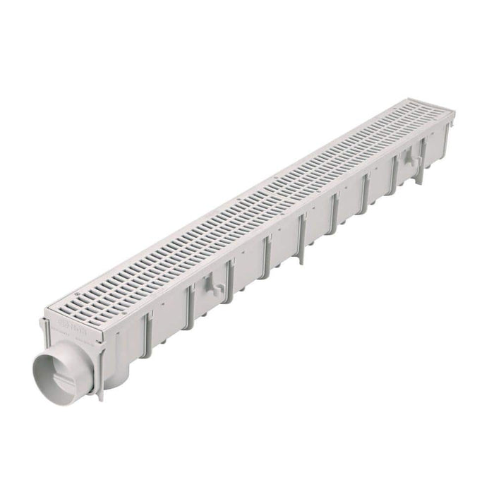 Channel Drains 3 in. x 40 in. Kit with Grate Polypropylene Grey