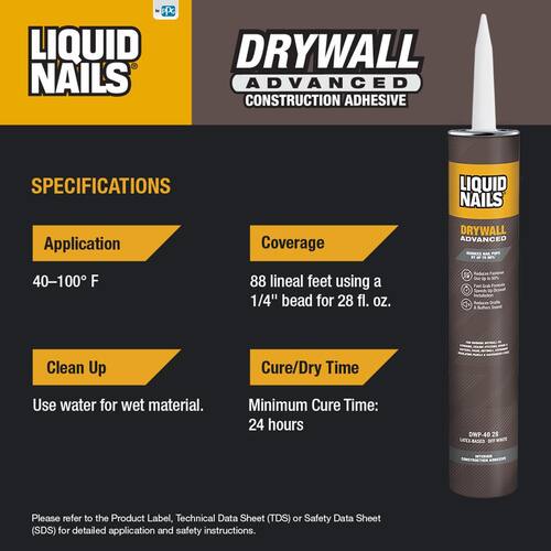 Drywall Adhesive, Advanced, Off-White Interior, 28 oz.