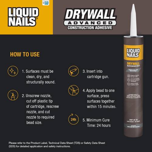 Drywall Adhesive, Advanced, Off-White Interior, 28 oz.