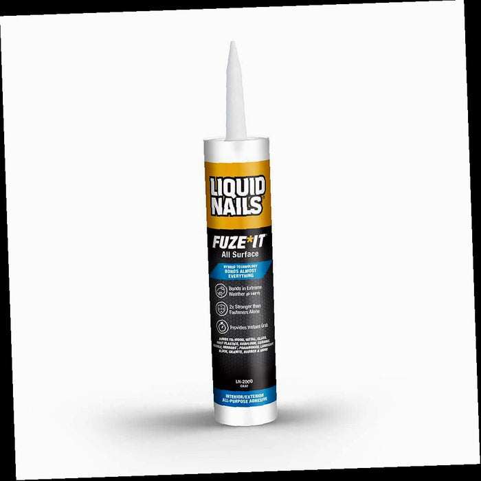 Construction Adhesive, Fuze It, All Surface, Gray, 9 oz.