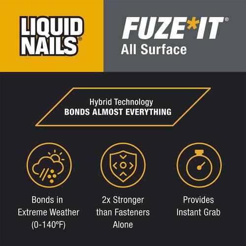 Construction Adhesive, Fuze It, All Surface, Gray, 9 oz.