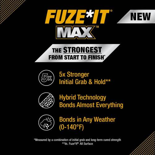 Construction Adhesive, Fuze It Max, All Surface, Interior/Exterior, 9 oz.