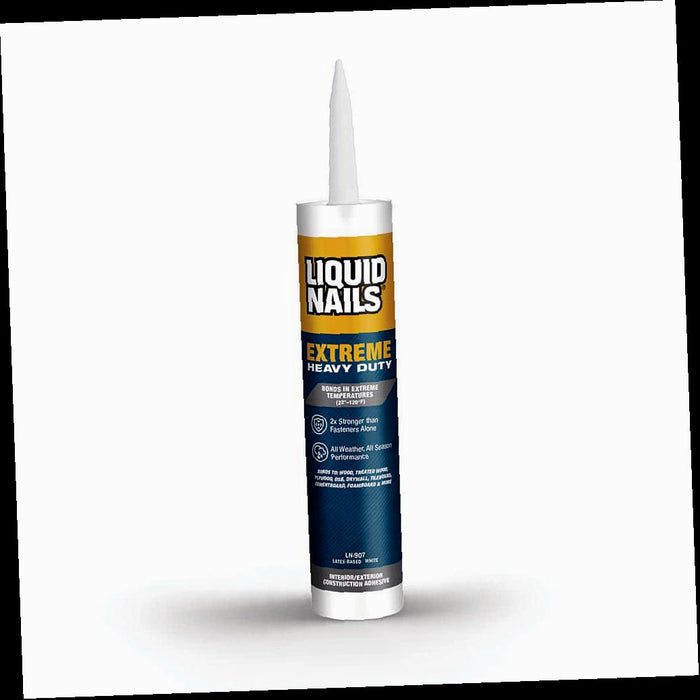 Construction Adhesive, Extreme Heavy Duty, White, Interior and Exterior, 10 oz.