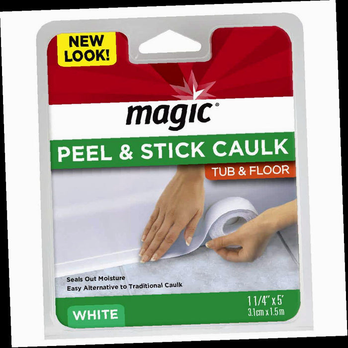 Caulk Strip 1-1/4 in. x 5 ft. Tub and Floor, Peel and Stick in White