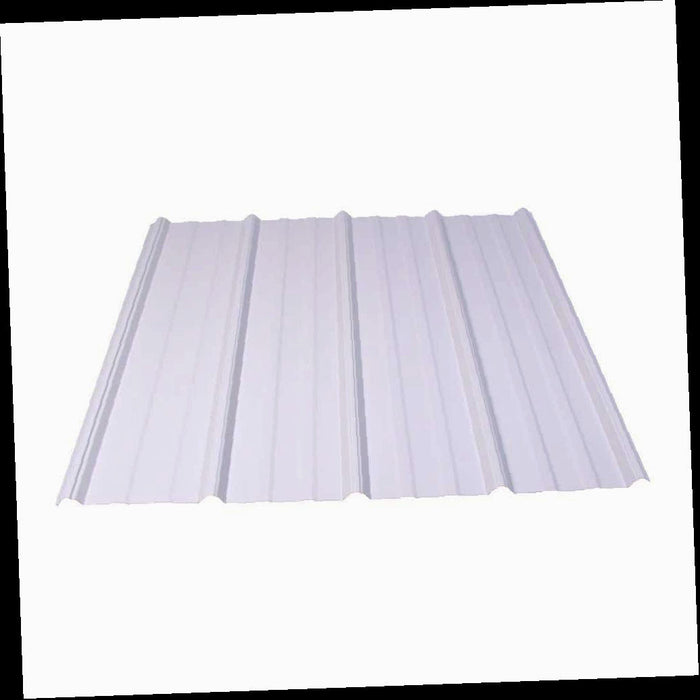 Roof/Wall Panel, Ribbed, White, 3/4 in. x 3 ft. x 12 ft., 29-Gauge, Galvanized Steel