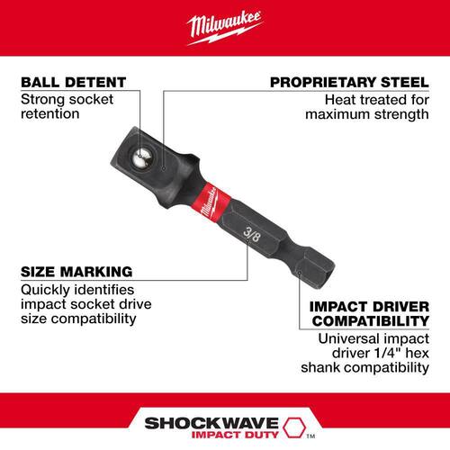 SHOCKWAVE Impact Duty 1/4 in. x 3/8 in. Alloy Steel Square Socket Adapter