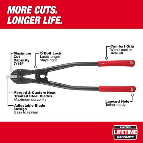 Bolt Cutter, 24 in., with 7/16 in. Max Cut Capacity