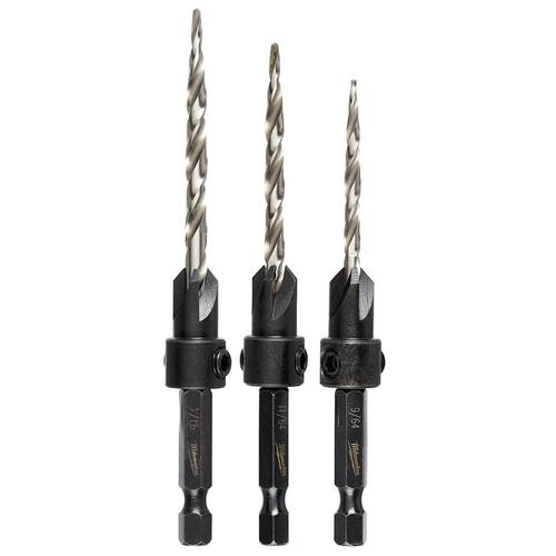 Wood Countersink Drill Bit Set (3-Piece), #6/#8/#10