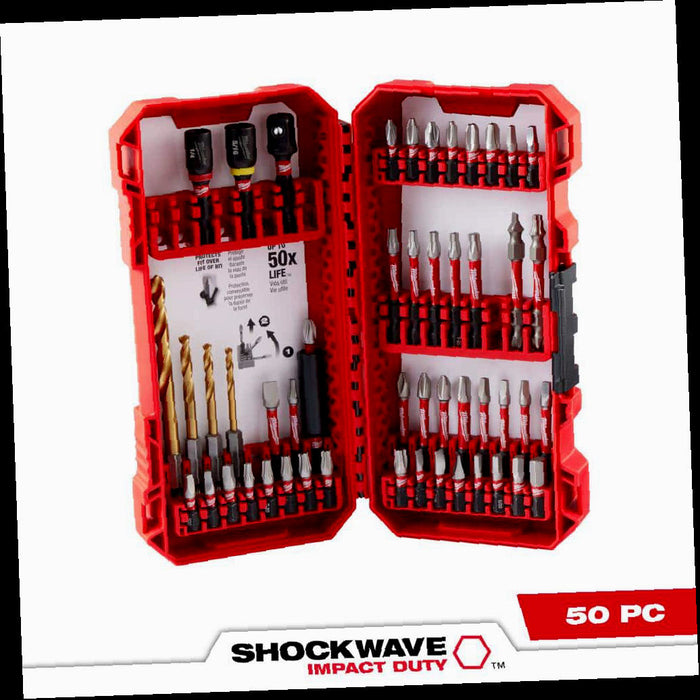 SHOCKWAVE Impact Duty Alloy Steel Screw Driver Drill Bit Set (50-Piece)
