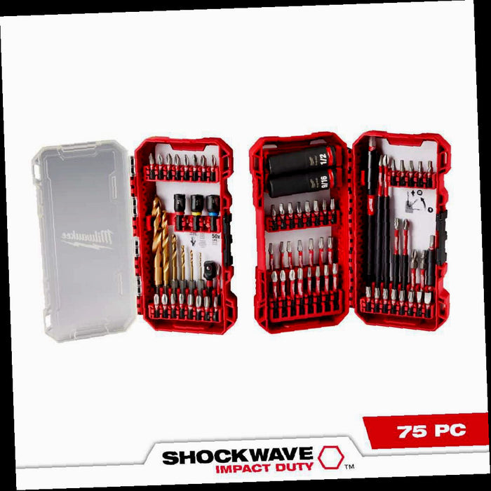 SHOCKWAVE Impact Duty Alloy Steel Drill, Drive and Fastening Bit Set with PACKOUT Accessory Case (75-Piece)