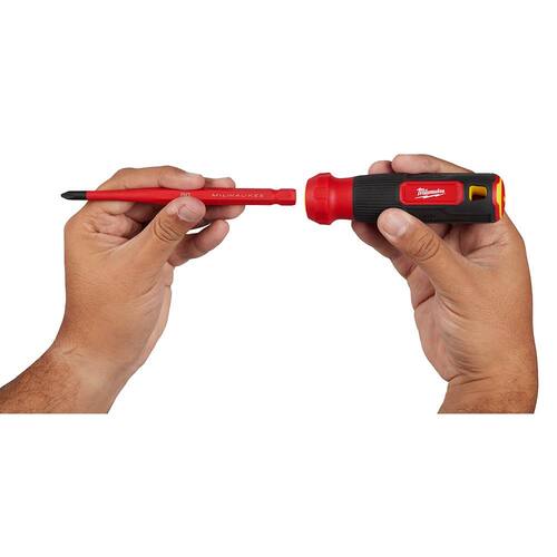 1000V Insulated Slim-Tip Multi-Bit Screwdriver, 4-in-1