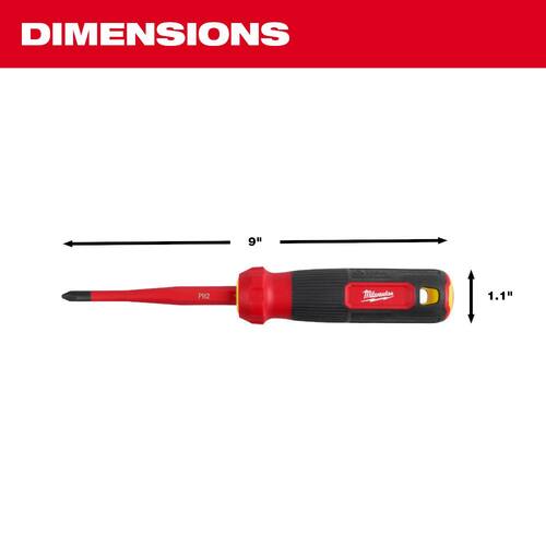 1000V Insulated Slim-Tip Multi-Bit Screwdriver, 4-in-1