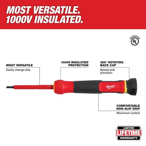 Insulated Precision Multi-Bit Screwdriver, 8-in-1 1000V