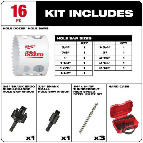 HOLE DOZER General Purpose Bi-Metal Hole Saw Set (16-Piece)