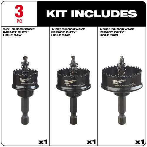 SHOCKWAVE Thin Wall Hole Saw High Speed Steel Kit (3-Piece)