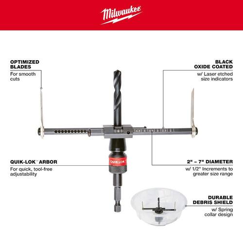 Adjustable Hole Saw Cutter, 2 in. to 7 in.