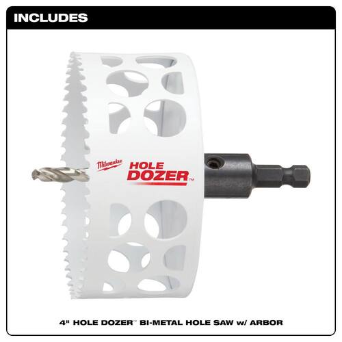 HOLE DOZER Bi-Metal Hole Saw with 3/8 in. Arbor and Pilot Bit, 4 in.