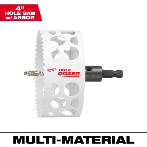 HOLE DOZER Bi-Metal Hole Saw with 3/8 in. Arbor and Pilot Bit, 4 in.