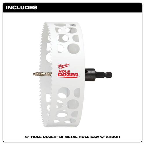 HOLE DOZER Bi-Metal Hole Saw with 3/8 in. Arbor and Pilot Bit, 6 in.