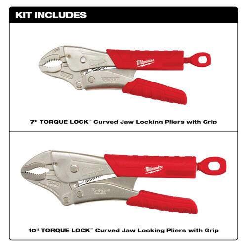 Locking Pliers Set, 2-Piece, Torque Lock Curved Jaw