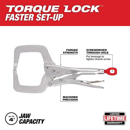 Locking C-Clamp, 11 in., with Regular Jaws, Torque Lock