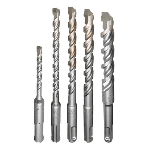 2-Cutter SDS-PLUS Carbide Hammer Drill Bit Set (5-Piece)