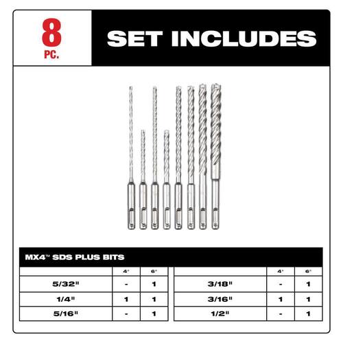 MX4 SDS-Plus Carbide Drill Bit Kit (8-Piece)