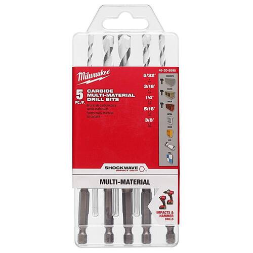 SHOCKWAVE Carbide Multi-Material Drill Masonry Bits Set (5-Pack)