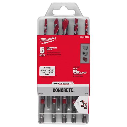 SHOCKWAVE Carbide Hammer Drill Bits Set (5-Pack)