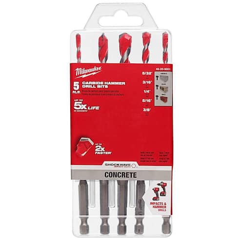 SHOCKWAVE Carbide Hammer Drill Bits Set (5-Pack) 12