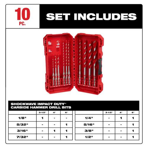 SHOCKWAVE Carbide Hammer Drill Bit Set (10-Piece)