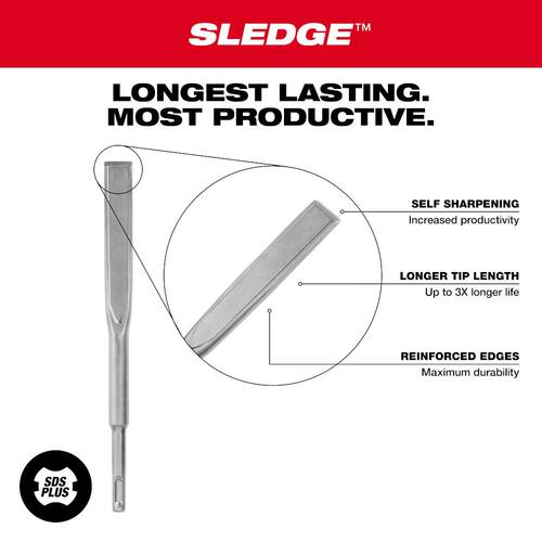 SLEDGE SDS-PLUS Flat Chisel, 3/4 in. x 10 in.