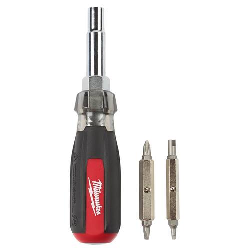 Multi-Tip Cushion Grip Screwdriver with Schrader Bit, 13-in-1