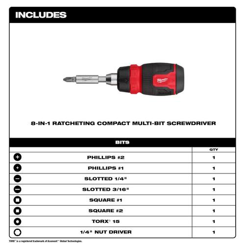 Multi-Bit and Ratcheting Compact Multi-bit Screwdriver Set (2-Piece), 14-In-1